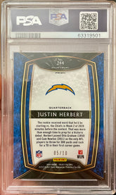 JUSTIN HERBERT 2020 SELECT GOLD PRIZM CLUB LEVEL #/10 ROOKIE RC SSP PSA 10 POP1